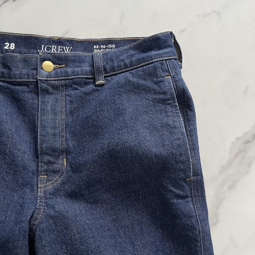 J.Crew '96 slim Wide Denim Trouser Re-Imagined Jeans Dark Wash Sz 28 preppy chic - Picture 9 of 12